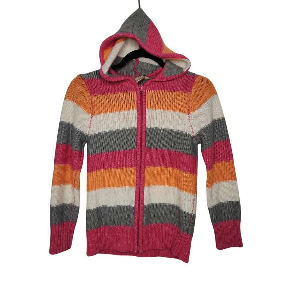 Vintage y2k Arizona Girls Medium Zip Hoodie Knit Stripe Sweater Sweatshirt